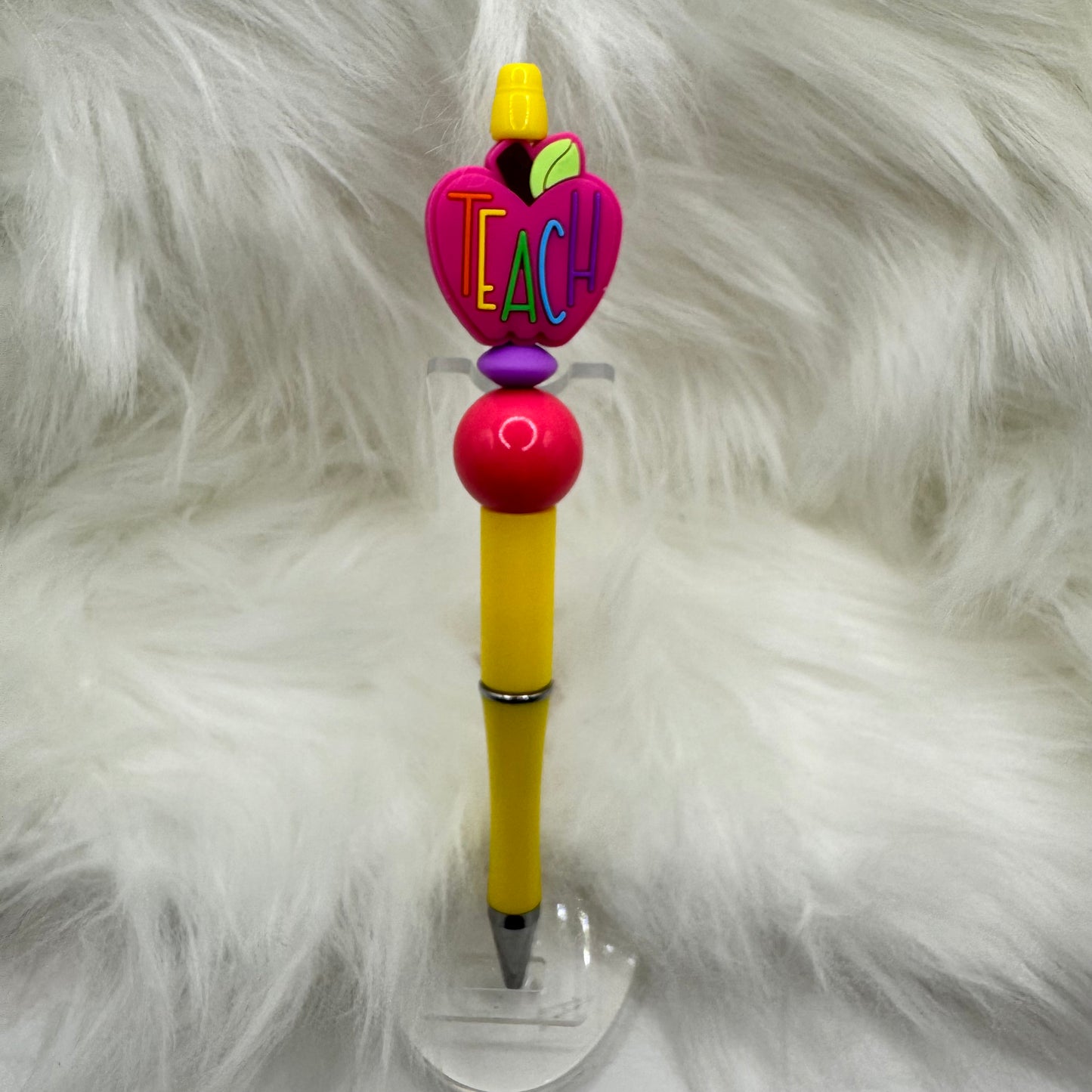 Teach Pink Apple 2 Silicone Focal Bead Pen