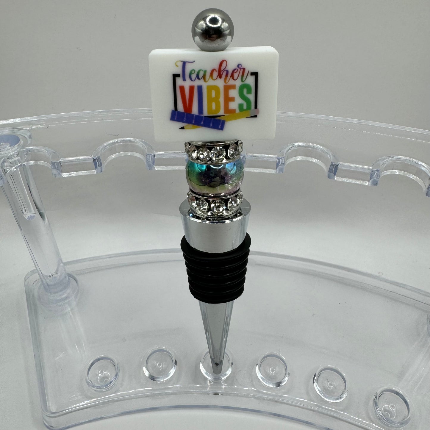 Teacher Vibes Beaded Bottle Stopper