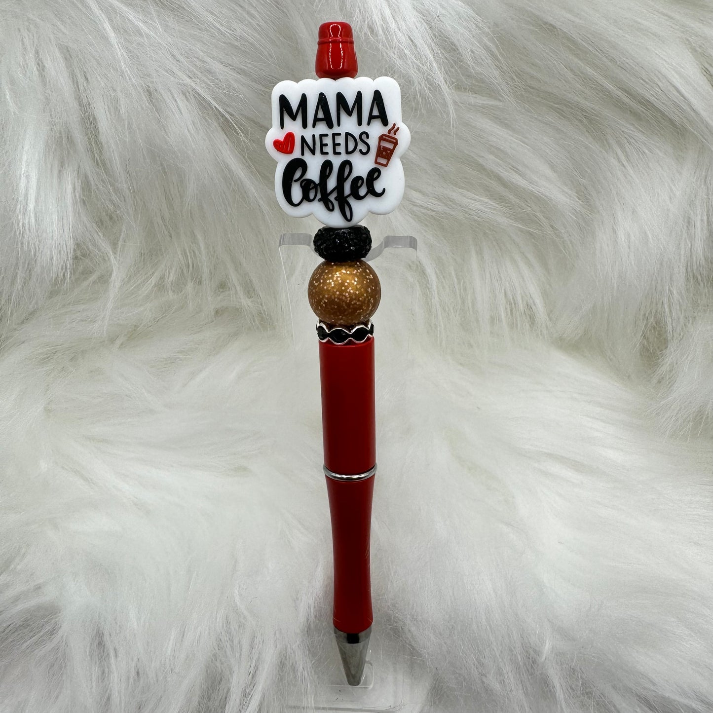 Mama Needs Coffee 4 Silicone Focal Bead Pen