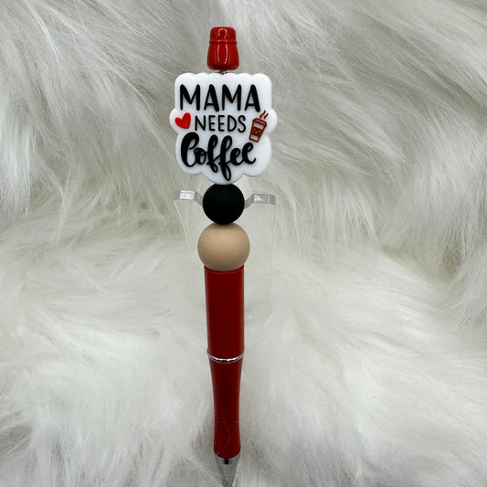 Mama Needs Coffee 3 Silicone Focal Bead Pen