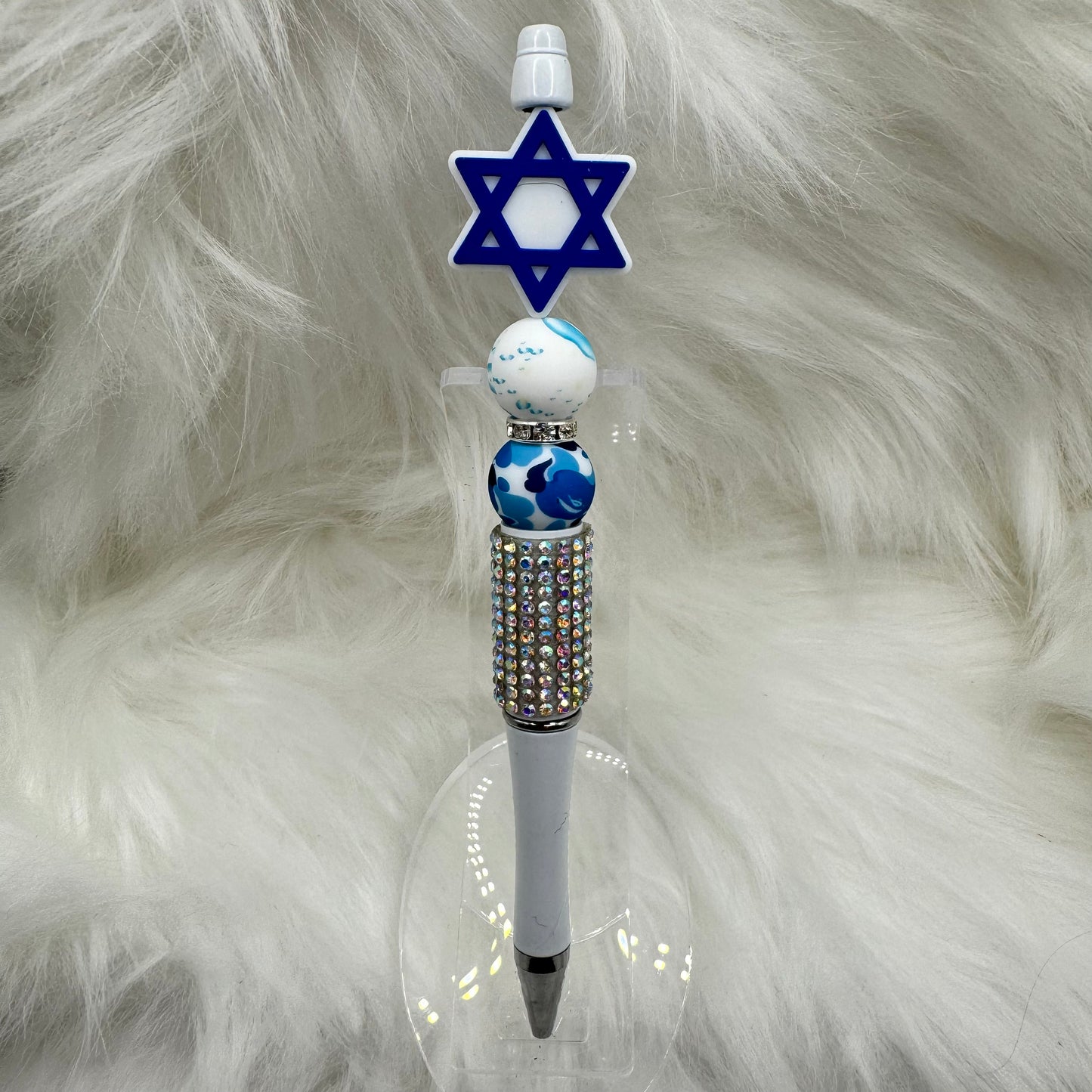 Star of David Pen with Rhinestones [White]